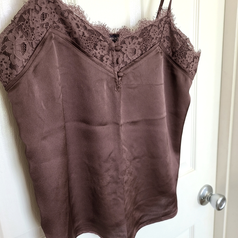 Brown satin camisole S